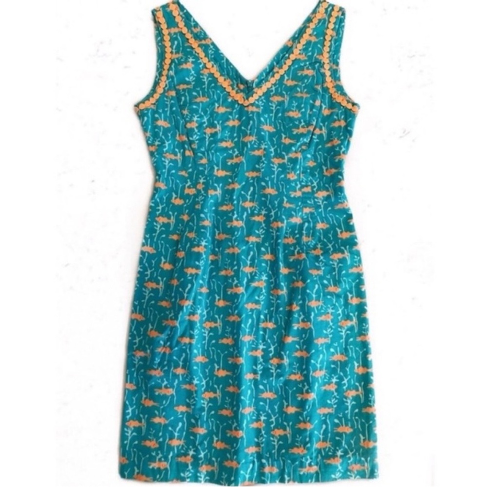 Lilly Pulitzer 90s Vintage Goldfish Cotton Sheath Dress Women’s Size 4